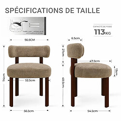 Smartue Lot de 4 chaises de salle à manger kaki en bois massif, tissu velours pas cher