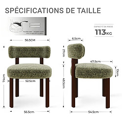 Smartue Lot de 4 chaises de salle à manger en bois massif vert, tissu bouclé pas cher