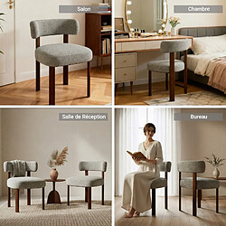 Avis Smartue Lot de 4 chaises de salle à manger en bois massif camel, tissu bouclé
