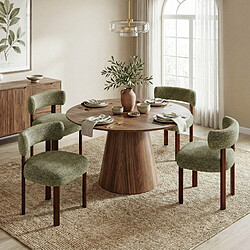 Avis Smartue Lot de 4 chaises de salle à manger en bois massif vert, tissu bouclé
