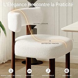 Smartue Lot de 4 chaises de salle à manger en bois massif beige, tissu bouclé pas cher