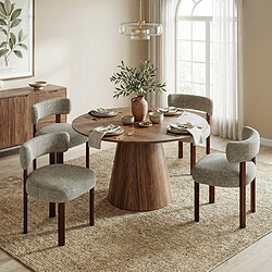 Acheter Smartue Lot de 4 chaises de salle à manger en bois massif camel, tissu bouclé