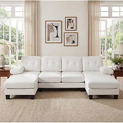 Avis STILVORA Canapé en U 268/128/84 cm beige en chenille avec double méridienne