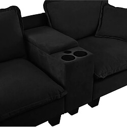 STILVORA Canapé modulaire 362/151/90 cm noir en chenille avec USB et rangement pas cher