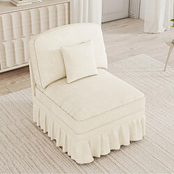 Acheter STILVORA Canapé sans accoudoirs blanc en chenille avec jupe amovible et coussin