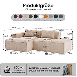 STILVORA Canapé 235 cm kaki en polyester rembourré au tissu facile d’entretien pas cher