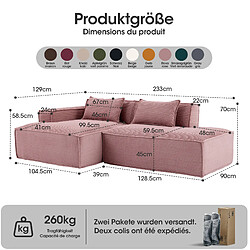 STILVORA Canapé 235 cm rose bébé en polyester rembourré avec 2 coussins pas cher