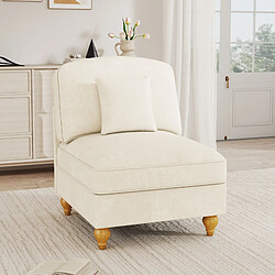 Avis STILVORA Canapé sans accoudoirs blanc en chenille avec jupe amovible et coussin
