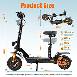 Avis TWOFISH Trottinette électrique V5MAX 1000W 45km/h, 48V18Ah 45km, freins à disque, pliable siège