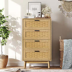 Acheter MEXUS Commode en rotin à 4 tiroirs, avec système anti-basculement, poignées et pieds, 55x40x95 cm