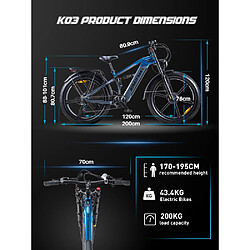 KIMDYMA Vélo électrique K03 2000W 50km/h, batterie Samsung 48V20Ah, 100km autonomie, Shimano 7 V pas cher