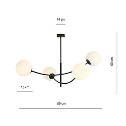 Plafonnier Emibig Hunter noir/opale 4xE14 dimmable 63cm pas cher