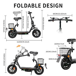 Trottinette électrique Pliable TWOFISH M5 PRO-E,moteur 500W,48V 13AH,Noir pas cher