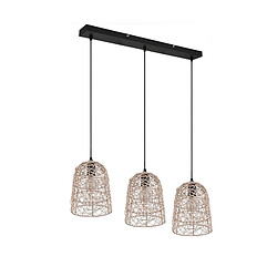 Suspension LOVIS rotin brun/noir 3xE27 RL 76cm réglable pas cher
