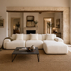 Concept Usine Canapé nuage compressé modulable en tissu chenille beige 4-5 places SHEFFIELD pas cher