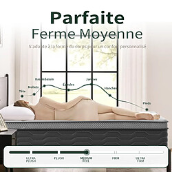 Avis DEWINNER Sommier tapissé gris 90x190 + matelas ressorts ensachés 25 cm, 6 pieds fournis