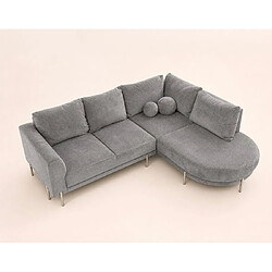 Bestmobilier Gabin - Canapé d'angle droit 5 places en velours texturé pas cher