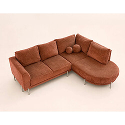 Bestmobilier Gabin - Canapé d'angle droit 5 places en velours texturé pas cher