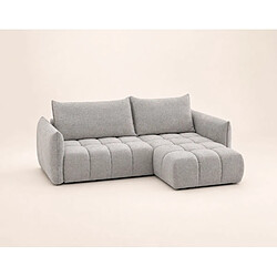 Avis Bestmobilier Ambroise - Canapé d'angle droit 4 places convertible avec coffre en velours texturé