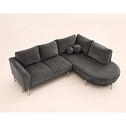 Bestmobilier Gabin - Canapé d'angle droit 5 places en velours texturé pas cher