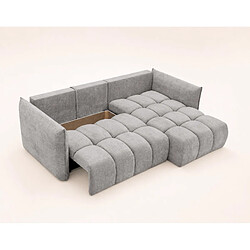 Bestmobilier Ambroise - Canapé d'angle droit 4 places convertible avec coffre en velours texturé pas cher