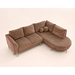 Bestmobilier Gabin - Canapé d'angle droit 5 places en velours texturé pas cher
