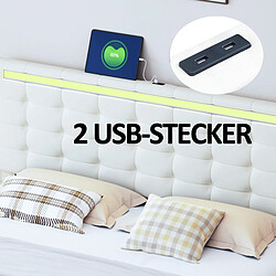 Acheter Lit Double -Superaly-lit 140x200cm - Lit Adulte Rembourré Flottant - LED USB - Lin - Beige
