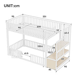 Avis Lit Enfant Superposé 90x200 cm - Modenvie - LED avec rangement - Blanc