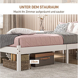 Lit Simple 90x200 cm - Modenvie - sommier inclus en bois - Blanc pas cher