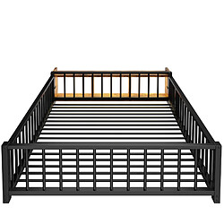 Acheter Lit Enfant 140x200 cm - Modenvie - rangement ouvert avec LED - Noir