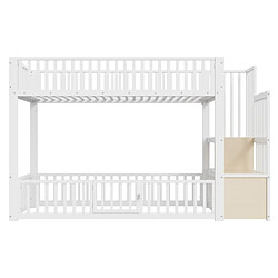 Acheter Lit Enfant Superposé 90x200 cm - Modenvie - LED avec rangement - Blanc