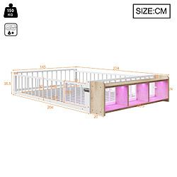 Avis Lit Enfant 140x200 cm - Modenvie - rangement ouvert avec LED - Blanc