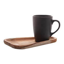 Woodart Mug en Porcelaine 350 ml avec Plateau en Bois 22x15 cm pas cher