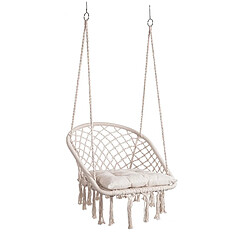 Avis Fauteuil suspendu de jardin type hamac avec coussin 88x130 cm Javier YES - Blanc