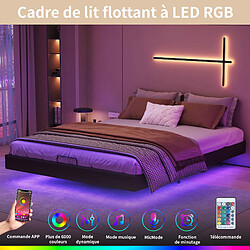 Avis Lit suspendu - Superaly - 160x200cm - avec éclairage LED et sans tête de lit - Noir