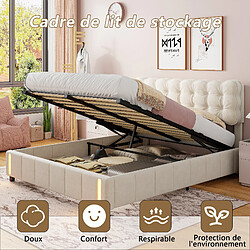 Avis Lit rembourré - Superaly - 140x200cm - avec éclairage LED et réglage hydraulique - Beige
