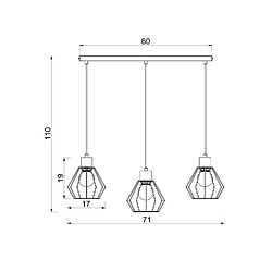 Suspension industrielle noire ? barre, 3 abat-jours grillagés E27, Parkla Luminex pas cher
