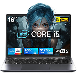 VANWIN PC portable 16"-Intel Core i5-8210Y-16Go RAM 512Go SSD-Windows 11PRO-WFI5 PC portable 16"-Intel Core i5-8210Y(Jusqu'à 3,6 GHz)-16Go RAM 512Go SSD-Windows 11PRO-WFI5-Ordinateur Portable