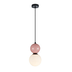 Suspension décorative noire et rose foncé en verre, culot E27, 1x40W, Italux 