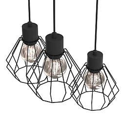 Avis Luminex Suspension industrielle noire ? 3 abat-jours filaires E27, métal, style loft