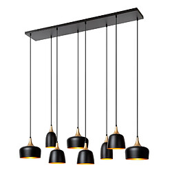 Acheter Lucide Suspension moderne noire et dorée en métal 8xE14 40W, barre design, intérieur
