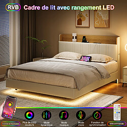 Avis Lit double - Superaly - 140x190cm - avec cadre à Lattes - blanc