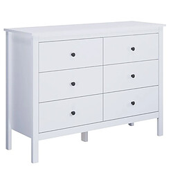 Pegane Commode blanche meuble de rangement à 6 tiroirs pas cher