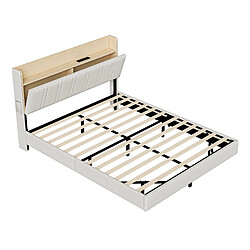 Lit double - Superaly - 140x190cm - avec cadre à Lattes - blanc pas cher