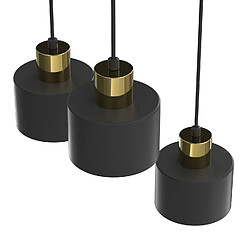Avis Suspension minimaliste noire et dorée 3 abat-jours cylindriques 3xE27 Parkla Luminex