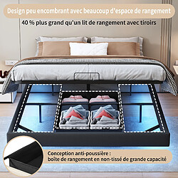 Acheter Lit suspendu - Superaly - 160x200cm - avec éclairage LED et sans tête de lit - Noir