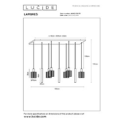 Lucide Suspension noire moderne multizone 6xE27 + 3xGU10, aluminium et verre, 140 cm pas cher