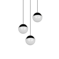 RL Suspension LED minimaliste noire ronde avec sph?res chromées blanches 5W 4000K pas cher
