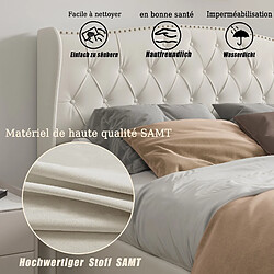 Acheter Lit rembourré - Superaly - 140x200cm - Tête de lit ondulée à rivets - Velours - Beige