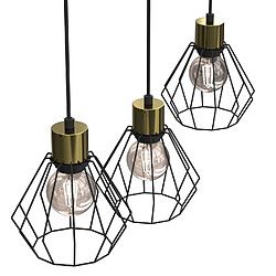 Avis Luminex Suspension industrielle noire et dorée Parkla, 3 abat-jour filaires, 3x E27